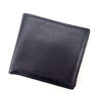 Bvlgari Wallet Purse Bi fold Black Woman Authentic Used Y1089